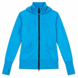 Lululemon Ruched Full Zip Hooded Jacket Blue Luon Womens Size 4